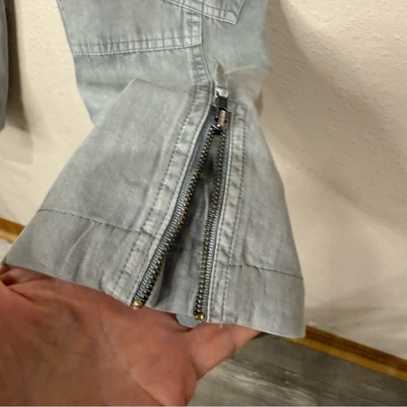 Sundance Evenfall Cargo Pants Drawstring Zippers Tencel Lt Grey Women’s Size 12P - Picture 7 of 16